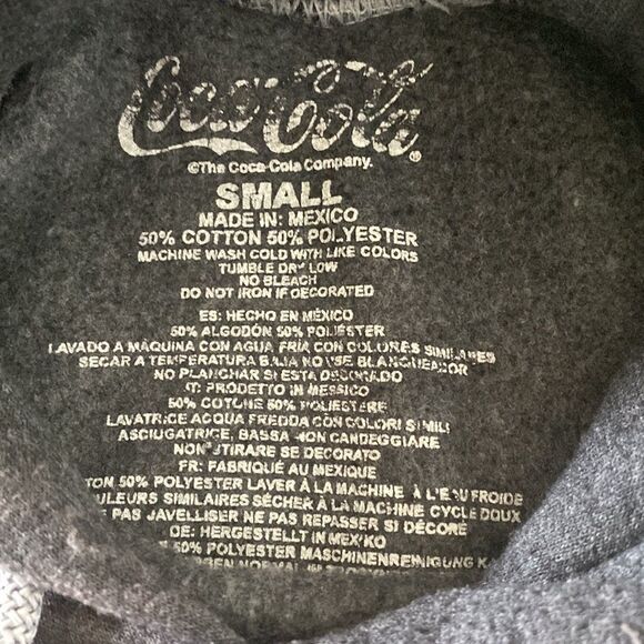 COCA COLA Men’s Distressed Charcoal Hoodie Size S - Picture 7 of 7